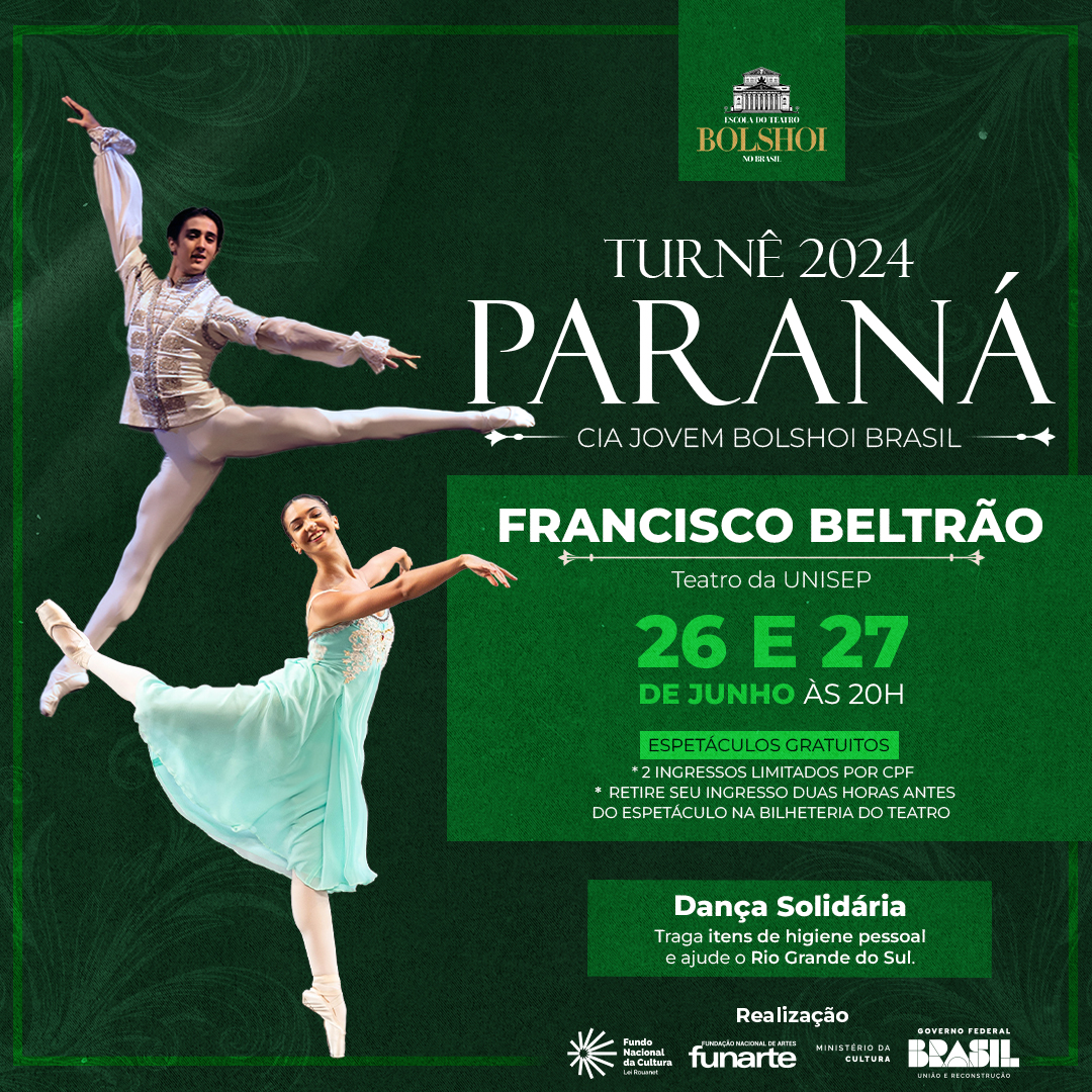 Bolshoi Brasil faz turnê pelo Paraná e apresenta em Francisco Beltrão o espetáculo Gala Bolshoi 