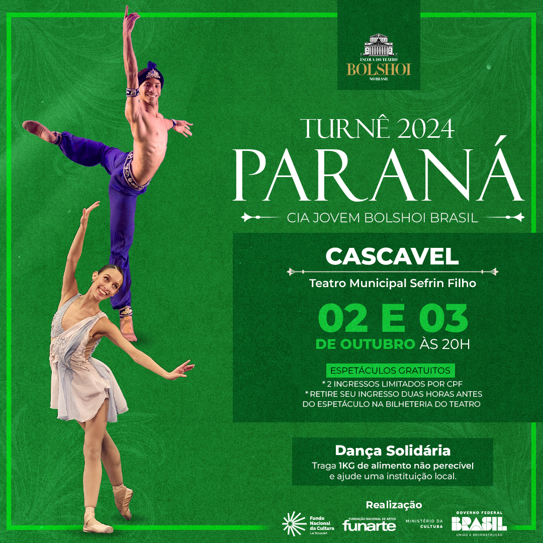 Bolshoi Brasil faz turnê pelo Paraná e apresenta em Cascavel o espetáculo Gala Bolshoi